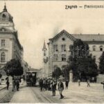 1908 Zagreb, Zágráb; Frankopanska ulica / street with horse-drawn tram / utca lóvasúttal (fa)