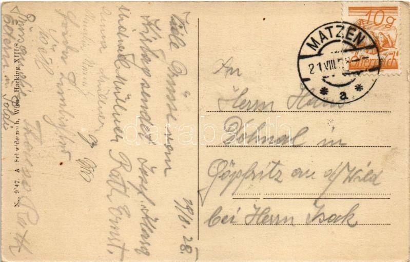 1938 Raggendorf, Kirche und Schule, Warthberg, Mühle, Schloss, Gross-Schweinbarther Strasse / church, school, mill, castle, street. Art Nouveau, floral - Image 2