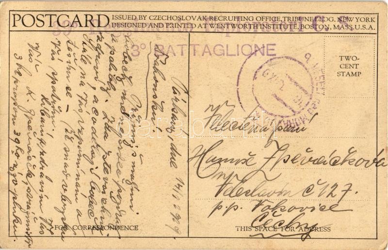 Mor Ho! Mor Ho! Len Ho Ty Zmor! A morte, a morte! La pestilenza sul nemico! / WWI military art postcard. Issued by Czechoslovak Recruiting Office New York (EK) - Image 2