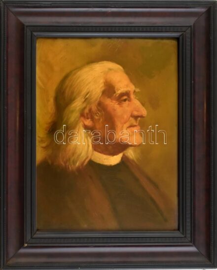 Szendy Arisztid (1903-1972): Liszt Ferenc portréja. Olaj, vászon. Jelzett. Üvegezett, sérült fakeretben, 40×30 cm