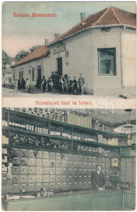 1912 Mezőcsát, Szövetkezeti üzlet, belseje és saját kiadása (EB)