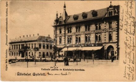 1901 Győr, Veörös palota, Kisfaludy kávéház. Gigler Béla felvétele