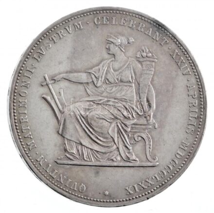 Ausztria 1879. 2G Ag 'I. Ferenc József és Erzsébet királynő / Ezüstlakodalom' Bécs T:1- / Austria 1879. 2 Gulden Ag 'Franz Joseph and Elisabeth / Silver Jubilee' Vienna C:AU Krause X#M5