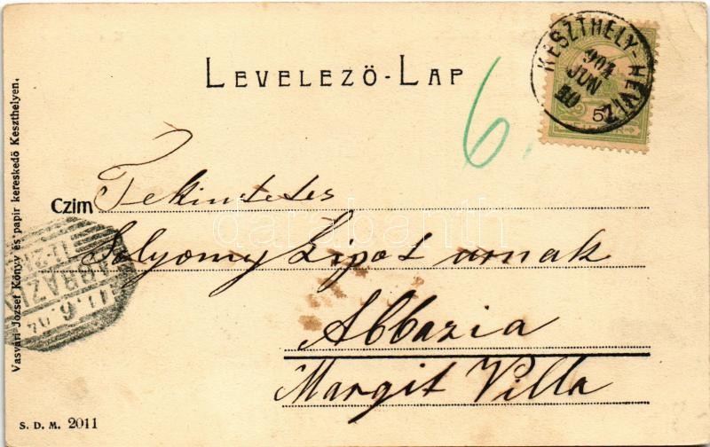 1904 Keszthely, Úszóverseny. Vasvári József kiadása + 'KESZTHELY-HÉVÍZ 10' (EK) - Image 2