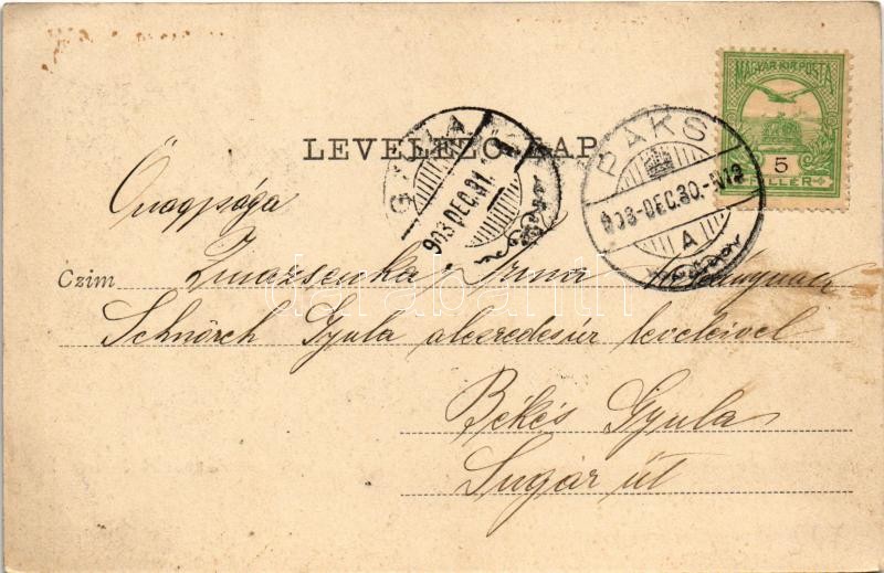 1903 Paks, Szent János tér, Erzsébet szálloda, Bazársor tetején Szent Vendel, Szent Flórián és Nepomuki Szent János szobra. Wiener Hajman kiadása - Image 2