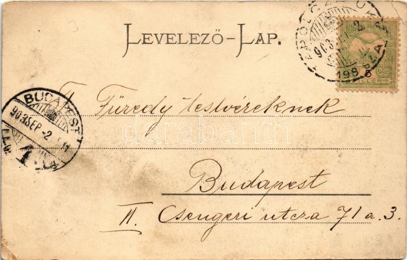 1903 Keszthely, Balatonparti sétány és Hullám szálloda. Montázs hölgyekkel Nádai Ignác kiadása (EK) - Image 2