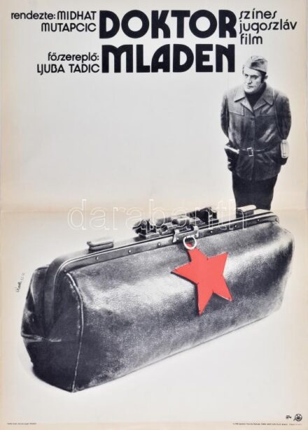 cca 1976-1987 5 db filmplakát: Doktor Mladen, Szerelem nélkül, Harctéri regény, Pereputty, Veszélyes nyom; MOKÉP-MAHIR (közte 1000 pld.), hajtva, vegyes állapotban, 58x41 cm körüli méret