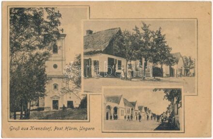 Tormafalu, Krenzdorf, Krensdorf; Post Hürm, Ungarn, Kirche, Strasse / templom, utca / church, streets (EK)