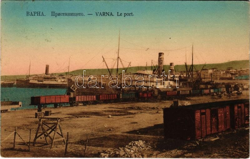 1913 Varna, Port, industrial railway, 'Therapia' British cargo ship