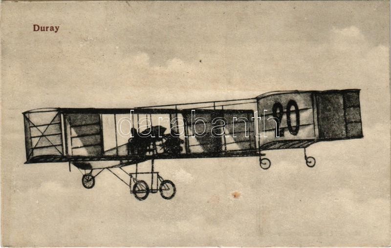 Arthur Duray repülőgépével / Aviator Arthur Duray in his Farman biplane aircraft (Rb)