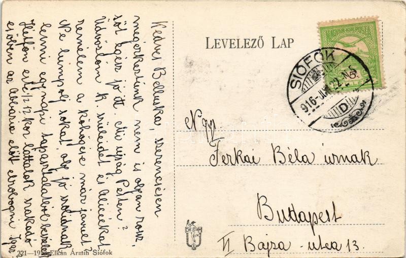 1916 Siófok, fürdőzők csónakázása, 'Tarics' és 'Manczi' csónakok. Elkán Ármin kiadása (fa) - Image 2