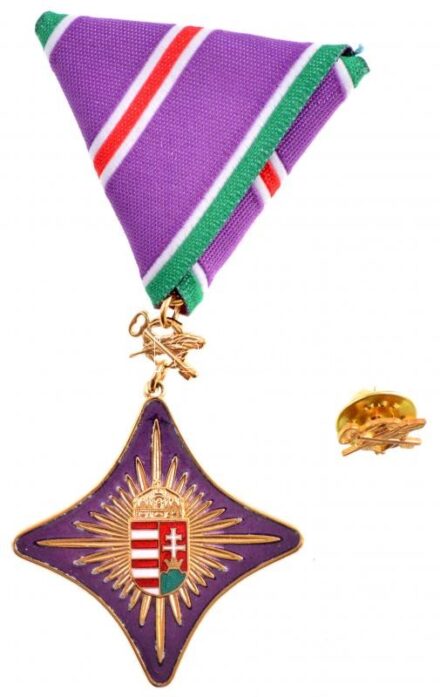 2012. 'Szent Adorján Érdemjel' aranyozott, zománcozott Br kitüntetés mellszalagon, miniatűr jelvénnyel T:1,1- / Hungary 2012. 'St. Adorjan Badge of Honour' gilt, enamelled Br decoration with ribbon, with miniature badge C:UNC,AU