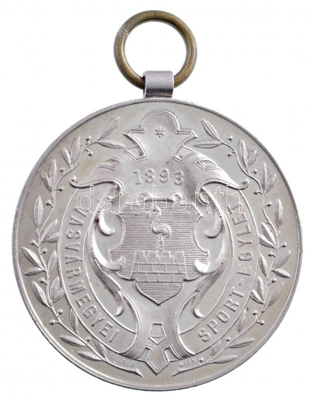 1895. 'Vasvármegyei Sport-Egylet 1893 / 1895 VIII/1 Országos v. 3000m I.' jelzetlen Ag díjérem 'BELADA WIEN' gyártói jelzéssel, Br függesztőkarikával (26g/39mm) T:1-,2 patina / Hungary 1895. 'Vasvár County Sports Association 1893 / 1895