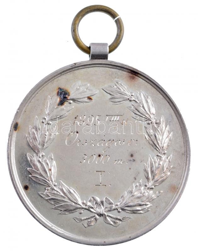 1895. 'Vasvármegyei Sport-Egylet 1893 / 1895 VIII/1 Országos v. 3000m I.' jelzetlen Ag díjérem 'BELADA WIEN' gyártói jelzéssel, Br függesztőkarikával (26g/39mm) T:1-,2 patina / Hungary 1895. 'Vasvár County Sports Association 1893 / 1895 - Image 2