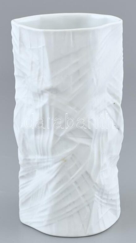 Rosenthal design porcelán váza. Fehér mázas és biszkvit, jelzett, minimális kopással, m: 16 cm