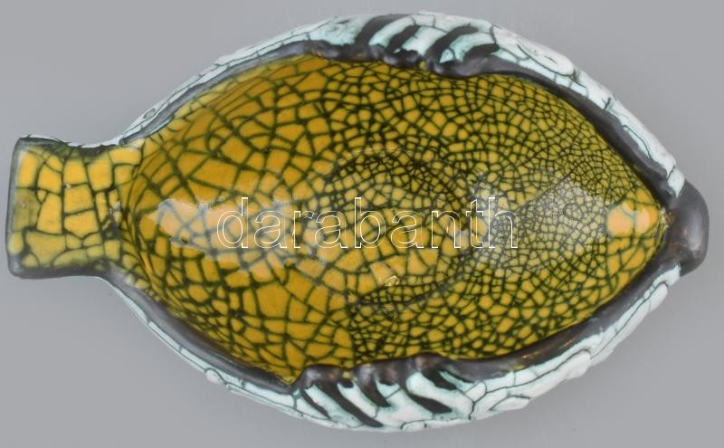 Iparművészeti Vállalatos Gorka kínáló tálka, mázas kerámia, jelzett, minimális kopással, 14x8x6,5 cm - Image 2