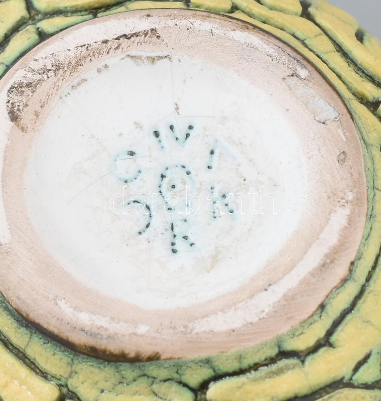 Iparművészeti Vállalatos Gorka kínáló tálka, mázas kerámia, jelzett, minimális kopással, 14x8x6,5 cm - Image 3