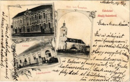 1907 Abaújszántó, Római katolikus templom, Kaszinó (casino), Takarékpénztár. Art Nouveau, floral (EK)
