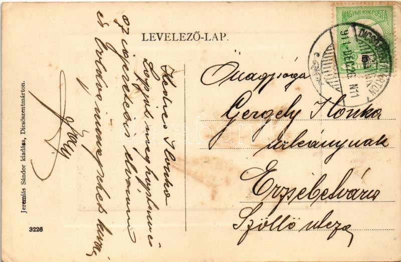 1911 Dicsőszentmárton, Tarnaveni, Diciosanmartin; Gróf Bethlen Gábor tér, Vármegyeház. Jeremiás Sándor kiadása / square, county hall (EK) - Image 2