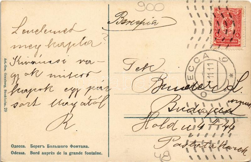 1911 Odessa, Odesa; Bord aupres de la grande fontaine / fishing boats - Image 2