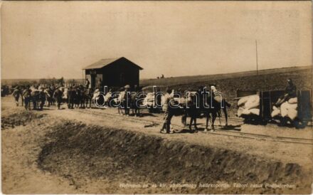 Hofmann cs. és kir. altábornagy hadcsoportja. Tábori vasút Podhajcéban. Hadsegélyező Hivatal Kiadványa. Hadifénykép Kiállítás / WWI K.u.k. military railway station in Pidhaitsi