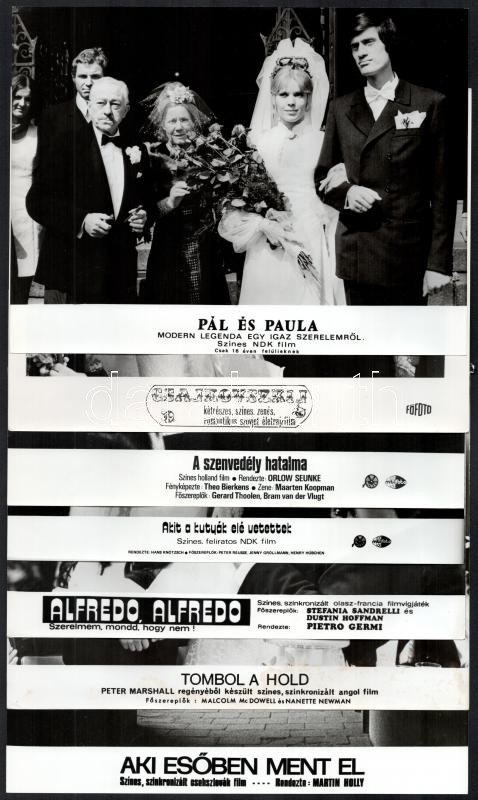 Esküvők, lagzik, menyasszonyok és vőlegények különféle filmek egy-egy jelenetében, 13 db vintage produkciós filmfotó, ezüstzselatinos fotópapíron, 18x24 cm - Image 4