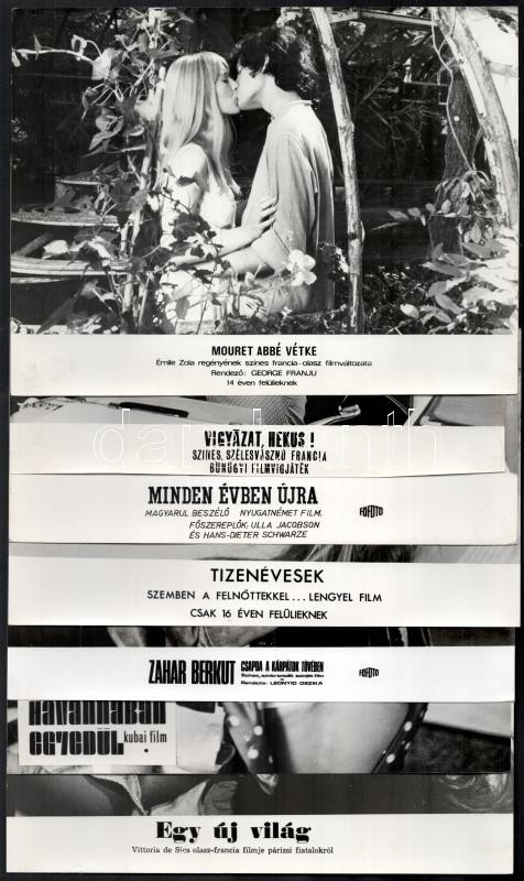 Csókot adnak, csókot kapnak a színészek szerepük szerint, 13 külföldi film egy-egy jelenete, 13 db vintage produkciós filmfotó, ezüstzselatinos fotópapíron, 18x24 cm - Image 4