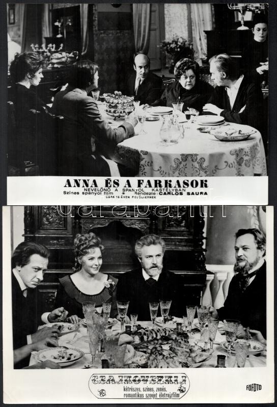 ,,Terülj, terülj asztalkám', 11 külföldi film egy-egy asztal melletti jelenete és szereplői (köztük Kirk Douglas, Dustin Hoffman), 11 db vintage produkciós filmfotó, ezüstzselatinos fotópapíron, 18x24 cm - Image 2