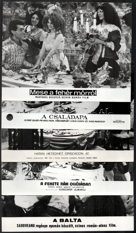 ,,Terülj, terülj asztalkám', 11 külföldi film egy-egy asztal melletti jelenete és szereplői (köztük Kirk Douglas, Dustin Hoffman), 11 db vintage produkciós filmfotó, ezüstzselatinos fotópapíron, 18x24 cm - Image 4