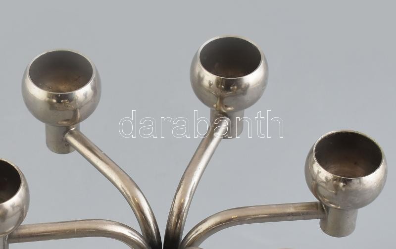 Fördős László (1938- ): Iparművész hatágú gyertyatartó. Fém, jelzett, az Iparművészeti Vállalat sérült zsűri címkéjével, m: 19 cm - Image 2