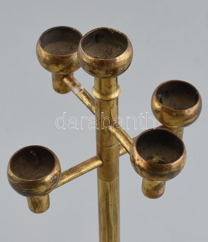 Fördős László (1938- ): Iparművész gyertyatartó. Fém, jelzett, az Iparművészeti Vállalat sérült zsűri címkéjével, kopottas, tisztításra szorul, m: 24,5 cm - Image 2