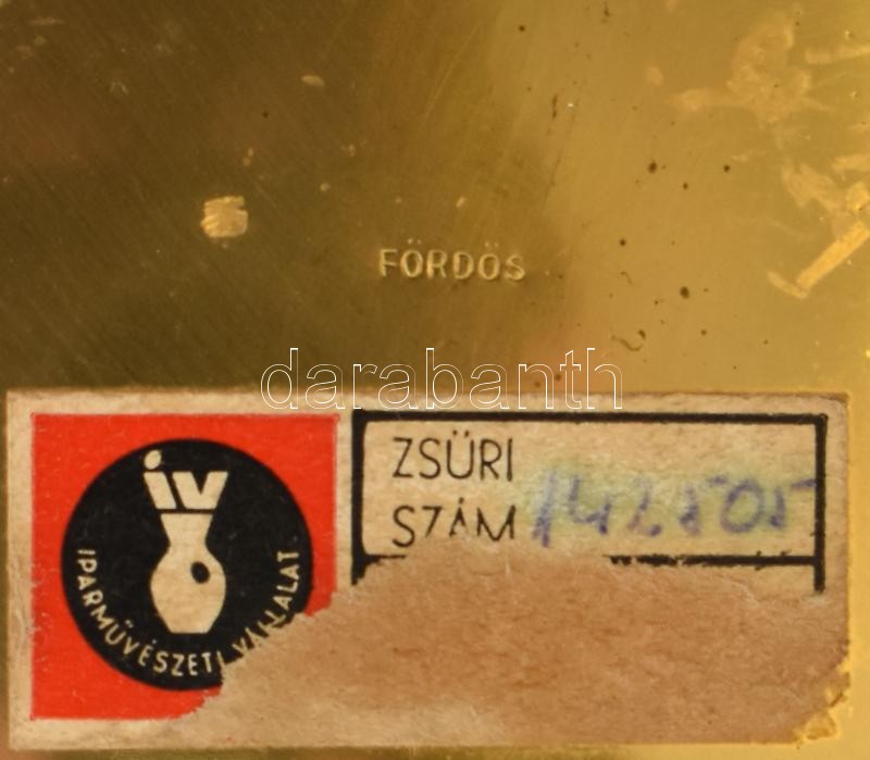 Fördős László (1938- ): Iparművész gyertyatartó. Fém, jelzett, az Iparművészeti Vállalat sérült zsűri címkéjével, kopottas, tisztításra szorul, m: 24,5 cm - Image 3