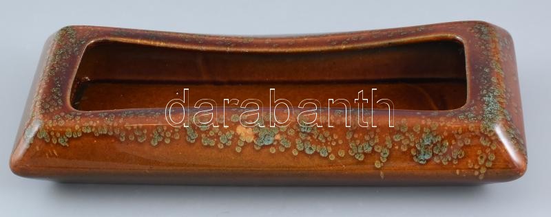 Retro Gránit párologtató, mázas kerámia, jelzett, egyik sarkában apró sérüléssel, 35x15x6 cm