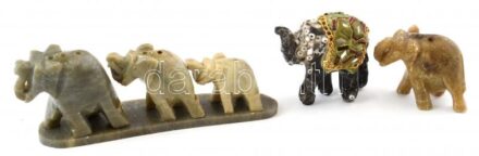 3 db elefánt figura, kő, zsírkő 4-10 cm