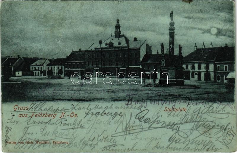 1900 Valtice, Feldsberg; Stadtplatz / square, night (EK)