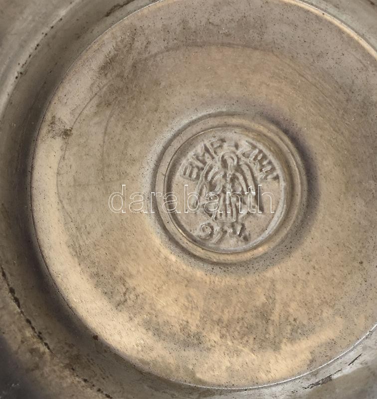 Német ón kancsó, gazdag domborműves díszítéssel (Heidelberg városkép, udvarlási jelenet), jelzett, kis kopásnyomokkal, m: 31 cm - Image 3