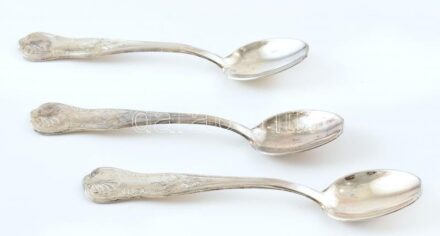 3 db teáskanál, ezüstözött fém, h:12,5cm