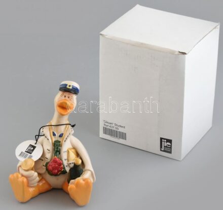 Jie svéd italozó liba, kerámia figura, kézzel festett, jelzett, hibátlan, eredeti dobozában, m: 13,5 cm