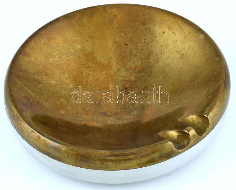 Iparművész réz és kerámia hamutál jelzett 14cm