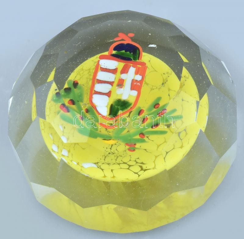 Magyar címeres többrétegű üveg levélnehezék 10 cm - Image 2