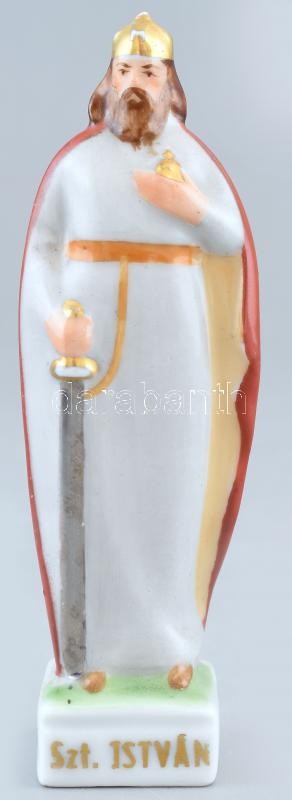 Zsolnay Szent István figura kézzel festett jelzett kopással 10 cm