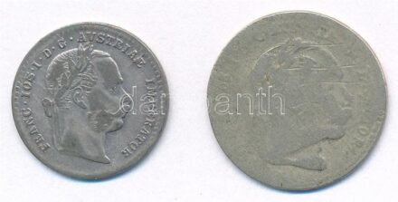 Ausztria 1870. 20kr Ag 'Ferenc József' + 1872. 10kr Ag 'Ferenc József' T:2-3 patina, kis ph, karc Austria 1870. 20 Kreuzer Ag 'Franz Joseph' + 1872. 10 Kreuzer Ag 'Franz Joseph' C:XF-F patina, small edge error, scratches Krause KM#2212,#2206