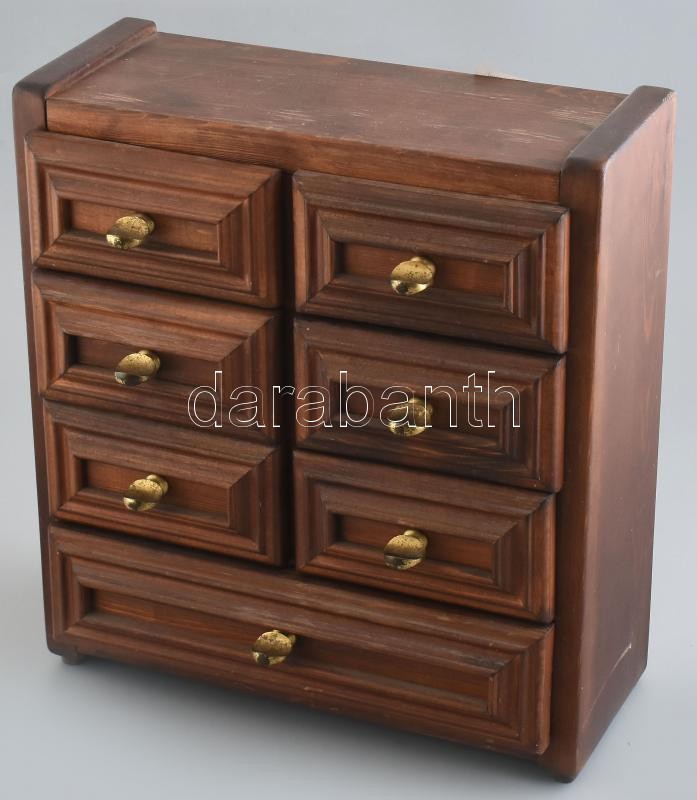 Fa szekreter réz fiók húzókkal 27x33 cm
