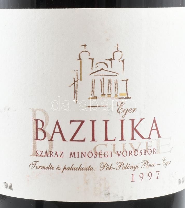 1997 Pók-Polónyi Pince Egri Bazilika Cuvée,13%, szakszerűen tárolt bontatlan palack száraz vörösbor, 0,75l. - Image 2