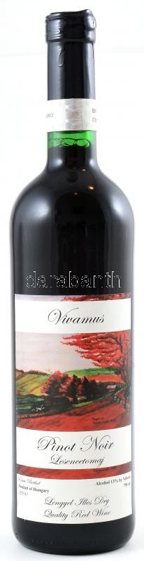 2000 Vivamus Lesencetomaji Pinot Noir, 13%, szakszerűen tárolt bontatlan palack száraz vörösbor, 0,75l.