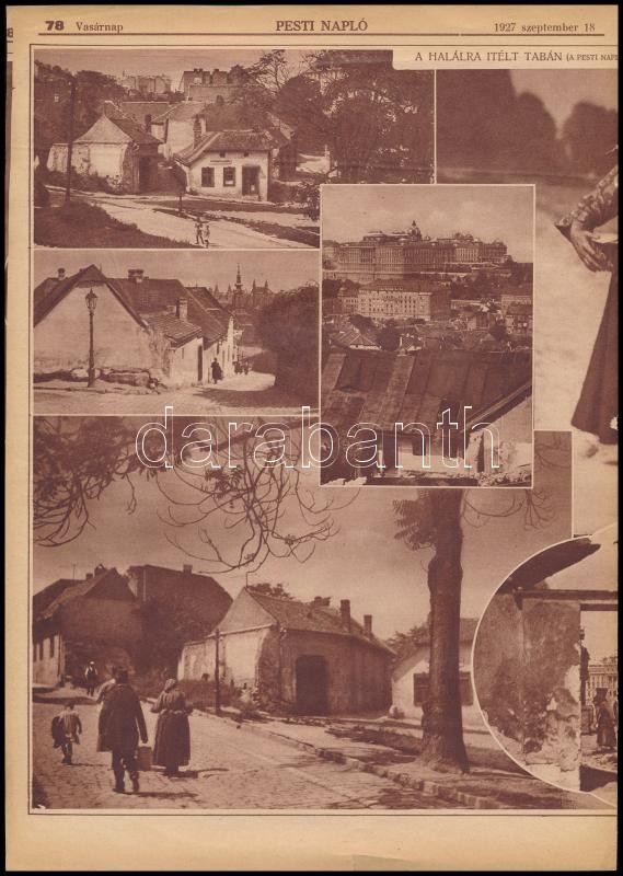 cca 1927 Budapest, Tabán, Kerny István (1879-1963) budapesti fotóművész hagyatékából 1 db mai nagyítás (24x18 cm), + hozzáadva a Pesti Napló képes mellékletének 1927. szeptember 18. számából egy dupla oldalas összeállítást a - Image 2