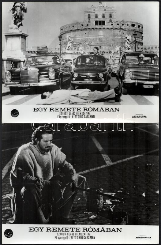 1968 ,,Egy remete Rómában' című olasz film jelenetei és szereplői (köztük Vittorio Gassman), 13 db vintage produkciós filmfotó, az egyik kép felületén kis hiba, ezüstzselatinos fotópapíron, 18x24 cm - Image 2
