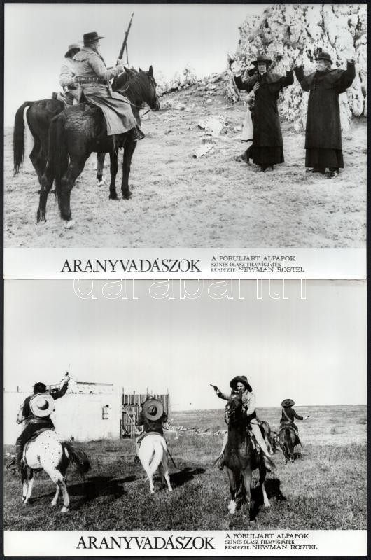 1973 ,,Aranyvadászok' című olasz film jelenetei és szereplői, 13 db vintage produkciós filmfotó, ezüstzselatinos fotópapíron, 18x24 cm - Image 3