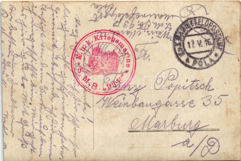 1916 SM Tb 93 F osztrák-magyar haditengerészet 250t osztályú torpedónaszádja (később Jugoszláv T6) / K.u.K. Kriegsmarine SM Tb 93 / Austro-Hungarian Navy SM Tb 93 F, a 250t-class torpedo boat (later Yugoslav torpedo boat T6). photo (Rb) - Image 2