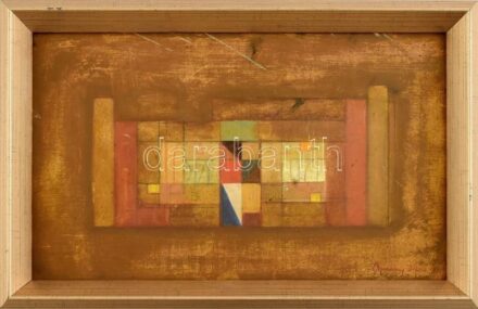 Barcsay Jenő jelzéssel: Geometrikus kompozíció. Vegyes technika, farost. 24,5x40 cm. Dekoratív fakeretben